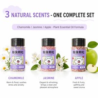 Granulés désodorisants végétaux pour cages d'animaux de petite taille, 3 senteurs : Camomille, Jasmin, Pomme, mélange de litière naturelle, 40g, toutes saisons
