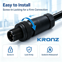 Connecteur circulaire de capteur KRONZ M12 à 4 broches, codé A, assemblable sur site, PG9, tout plastique, mâle, étanche IP67