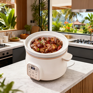 Petit appareil de cuisine pour usage domestique, mijoteuse électrique automatique et manuelle intelligente en céramique de 3,0 L, <span class=keywords><strong>pot</strong></span> à ragoût portable - Product Image 2