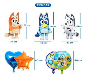 Lot de 9 ballons en aluminium pour <span class=keywords><strong>bingo</strong></span>, mignon, dessin animé, <span class=keywords><strong>film</strong></span> bleu, <span class=keywords><strong>chien</strong></span>, professeur, animation familiale, thème feuille d'aluminium - Product Image 1