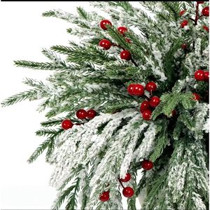 Artificial Pine Needle Christmas Decoration Wreath Norfolk Soft Rubber Rattan Wall Hanging Holiday Decor 20cm - Product Image 4