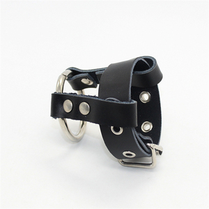 Tour de cou réglable en cuir avec détail <span class=keywords><strong>grand</strong></span> et petit anneau-Couleur du produit: Noir - Product Image 1