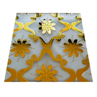 Goldenes säuregeätztes Spiegelglas, diamantförmig geripptes Creek-gekühltes Frostglas-Panel für Badezimmertüren, blickdichtes Duschglas