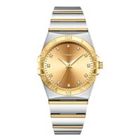 Montre Homme de Luxe Entièrement Automatique à Quartz, Bracelet en Acier Inoxydable Plaqué Or, Style Affaires, Étanche, Tendance