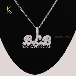 Colgante Moderno Personalizado de Moissanita 3.96 TCW, Plata de Ley, Joyería de Lujo Inspirada en el Hip Hop para Unisex - Product Image 3