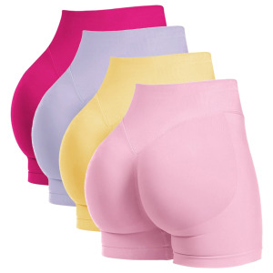 Shorts de yoga <span class=keywords><strong>rose</strong></span> taille haute pour <span class=keywords><strong>femme</strong></span>, effet ventre plat et lifting des fesses, séchage rapide et extensibles, pour fitness, course et cyclisme - Product Image 1