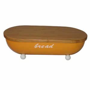 Trade assurance kitchen storage bread bin with bamboo/wood lid lunch box with ball foot stand stackable bread bin