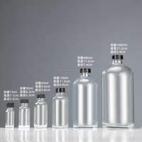 Bouteilles rondes Boston en stock, bouteilles en verre transparent, flacons de sérum, flacons pulvérisateurs avec buses, petits flacons d'échantillons