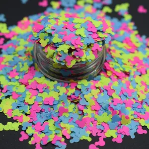 Supply Polyester Colorful Neon Mickey Mouse Glitters for Nail arts, tumblers, craft Christmas ornament