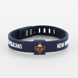 <span class=keywords><strong>Bracelet</strong></span> en silicone ajustable avec breloques d'équipes sportives Lakers Nets Warriors Bucks 76ers pour les fans de basketball - Product Image 3