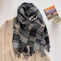 Écharpe en plaid élégante pour femme, automne-hiver, toute occasion, nouvelle mode, épaisse, chaude, confortable, écharpe de cou avec bordure à franges, vente en gros