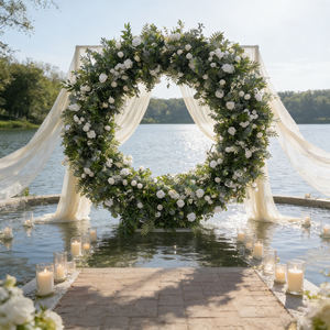 Arche de fleurs artificielles en soie réaliste, en forme de cercle, 8 pieds, faite à la main, imperméable, pour décorations de mariage et accessoires de fête - Product Image 1