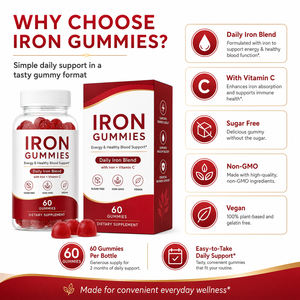 Gomitas <span class=keywords><strong>de</strong></span> Hierro para Mujeres, 18 mg con Folato y Vitamina B12 para el <span class=keywords><strong>Embarazo</strong></span> y el Soporte Menstrual, OEM - Product Image 3