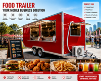 Remorque alimentaire mobile personnalisée à double essieu avec grandes fenêtres de service pour café, restauration rapide, traiteur et événements