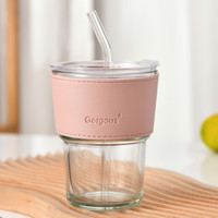 Mug de voyage personnalisé 450 ml (17 oz) en verre à double paroi, sûr et moderne, Hongfei, pour café/lait/thé, étudiants, fêtes, transparent givré