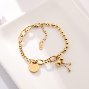 18K Or <span class=keywords><strong>Gourde</strong></span> Pendentif Bracelet En Acier Inoxydable Plaqué Double Perles Creuses Senior Banquet Bijoux Amoureux De La Mode Souvenirs - Product Image 5