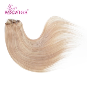 K.SWIGS P18-613 #   Extensions de cheveux blondes avec mèches, à clipser, en cheveux humains Remy naturels, lisses, 12-28 pouces, 100 g/7 pièces, trame à clipser - Product Image 5