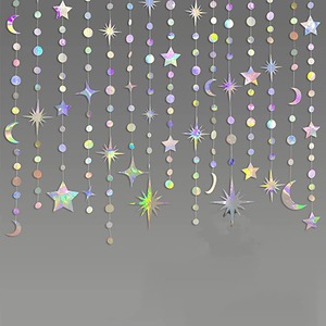 Iridescente luna stella ghirlanda 3D luccichio piccole stelle appese sfondo Bling Bling per natale capodanno Baby Shower laurea - Product Image 3
