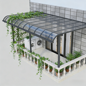 กันสาดน้ำหนักเบาจากจีน โครงอะลูมิเนียมเคลือบพีซี กันน้ำได้ตามธรรมชาติ ประกอบง่าย - Product Image 3