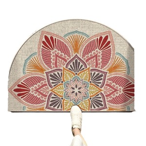 Yuequan Trading Ethnic Style Door Mat Flax Material Geometric Pattern Entryway Non Slip Dust Removing Cuttable Linen Mat - Product Image 5