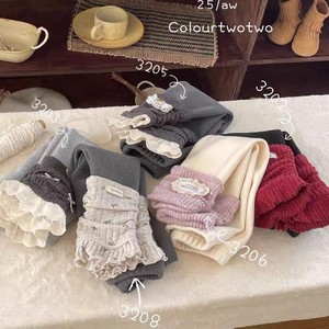 Tongxingyuan Winter Korean Style Lace Fleece Leggings For Girls Solid Color Cotton Long Pants Fall 2025 - Product Image 1