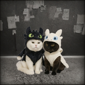 Mantel Musim Dingin Hewan Peliharaan Kartun Lucu, Sweater Anjing Kucing Berbahan Fleece Lembut, Pakaian Anak Anjing dan Anak Kucing Berkerudung, Kostum Halloween - Product Image 2