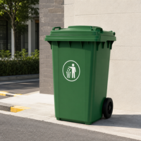 Poubelle extérieure en plastique à couvercle ouvert 360L avec roues, écologique, pour rue, parc, école, centre commercial, collectivité, logo personnalisable