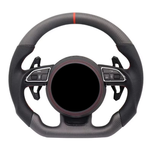 Volante Deportivo de Fibra de Carbono y Cuero Perforado con LED para <span class=keywords><strong>Audi</strong></span> RS S3 S4 S5 2012-2016 A3 A4 A5 RS4 RS5 - Product Image 1
