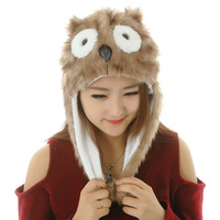 Gorros de Peluche de Animales de Dibujos Animados para Niños, Gorro de Cerdito Rosa, Pollo, Búho, Cabra, Leopardo, Oso Blanco, para Fiestas y Cosplay