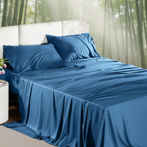 4Pcs Cooling Breathable 300tc Bed Set 100% <b>Bamboo</b> Fiber <b>Sheets</b> Queen Size Deep Pocket Home Hotel Use - Product Image 6