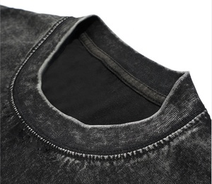 Camiseta con gráfico de lavado ácido de peso pesado de 260g personalizada al por mayor para hombres y mujeres, Camiseta de punto Vintage de gran tamaño, estampado de <span class=keywords><strong>vinilo</strong></span> negro DTF - Product Image 3