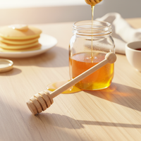 Palito Dispensador de Miel de Madera Natural, Portátil para Dispensar Mermelada y Jarabes en Frascos, para la Cocina