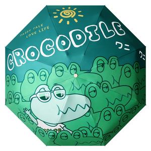 グリーンクロコダイルカプセル漫画パラソルポータブルミニ5折りたたみ式自動傘アンチUV小動物ポケット傘 - Product Image 6