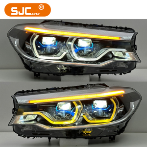 Fari SJC Auto per BMW Serie 5 G30 G38 2018-2020, Luci Diurne Gialle e Bianche Modificate, Fari M5 con Fascio Alto e Basso, Ricambi Auto - Product Image 1
