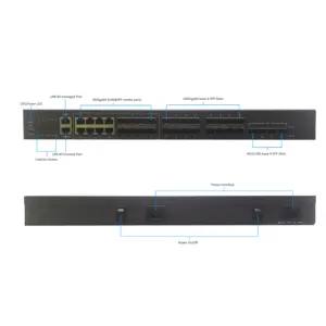 24 포트 기가비트 네트워크 스위치 허브 8 콤보 포트 관리 데스크탑 인클로저 지원 10G 전송 VLAN SNMP QoS LACP POE RJ45