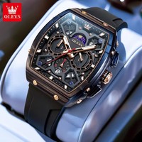 Montre OLEVS 2942 OEM avec logo personnalisé ODM, montre chronographe multifonctionnelle luminescente, phase lunaire, étanche, quartz, montre-bracelet pour homme