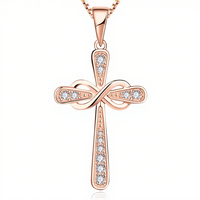 Pendentif Croix Plaqué Or Zircone Infinity Collier Crucifix Homme Hip Hop Mathématiques Célestes Algorithme Éternel Déclaration