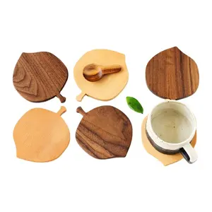 Специальный дизайн моды форма листа бук орехового дерева подставки под чашки чая и кофе питьевой коврики
