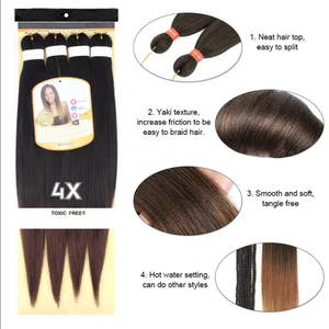 Cheveux à tresser pré-étirés en gros 4X 400g, mèches lisses Yaki africaines, pour tresses à l'eau chaude, pré-étirés pour femmes - Product Image 6