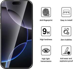 กระจกนิรภัยใสสำหรับ iPhone 17 16 15 14 13 11 Pro Max Plus ป้องกันฟองอากาศ ความแข็ง 9H ป้องกันรอยขีดข่วน - Product Image 4
