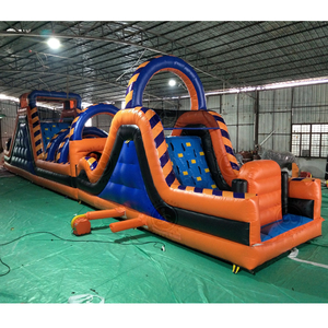 20m Long Amazing Multi-function Inflatable Obstacle Interactive Game Blow Up Outdoor Obstacle Course With Big Slide For Fun