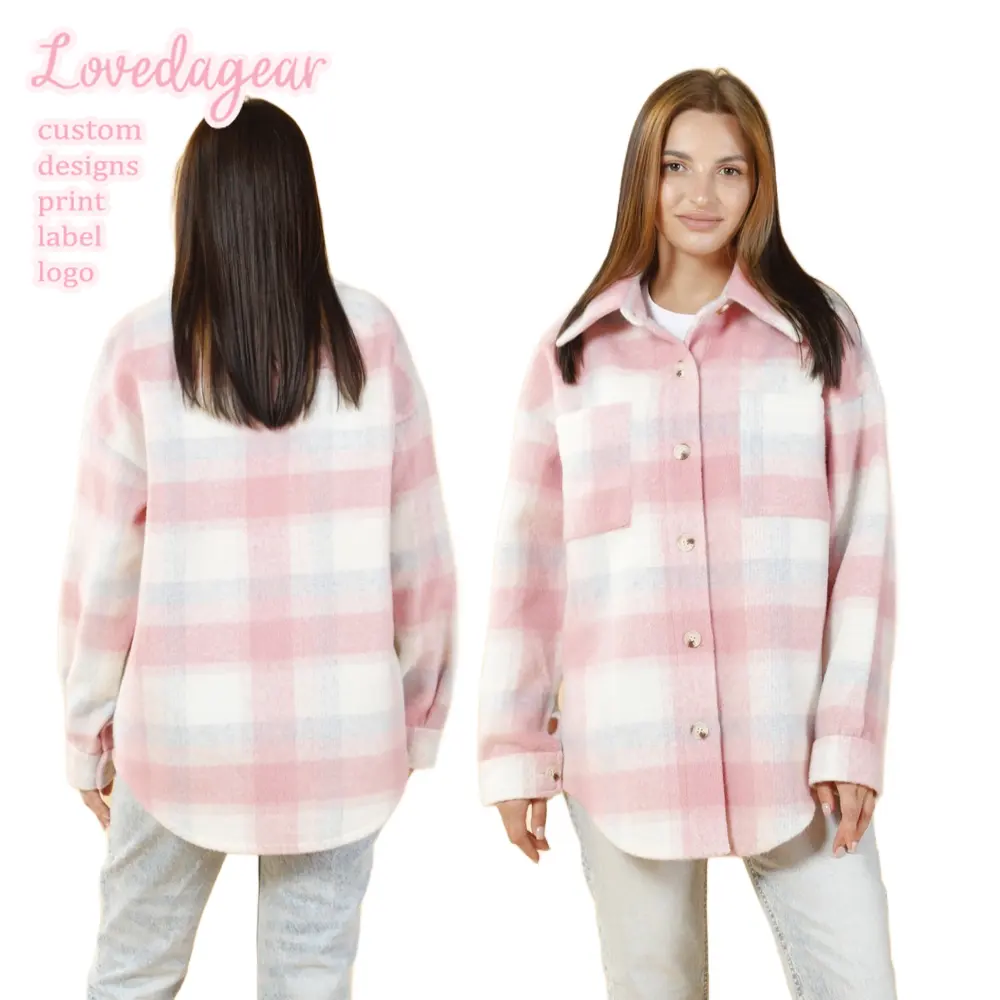 Lovedagear Custom bohémien Designer di moda donna donna rosa Plaid Plaid giacca lunga per donna