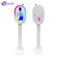 Nouveau Design Cabine Photo Brillant Blanc PAD Coque avec Lumière Annulaire LED pour Fêtes, Selfies, Appareil Photo DSLR, Machine Photo Booth 10,2-13 Pouces