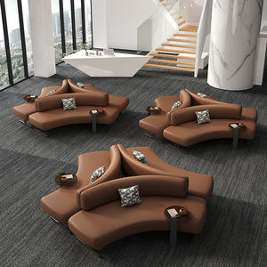 Sofá de Hotel con Diseño Arqueado, Superficie de Contacto de Cuero Resistente para Recepción de Negocios y Sala de Espera - Product Image 5