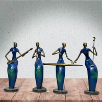 Sculpture Abstraite en Fibre de Verre de Femme Musicienne en Qipao, Statue de Musicienne Traditionnelle Chinoise pour Hall d'Hôtel, Salle Culturelle, Art