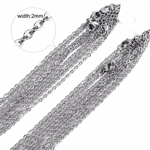 Lot de 10 colliers en acier inoxydable en forme de O, largeur 2,0 mm, couleur argent/or/or rose, pour la fabrication de bijoux - Product Image 3