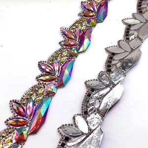 Costumes de carnaval <span class=keywords><strong>Samba</strong></span> faits à la main fer sur rouge AB strass garniture Applique Hot Fix coupe pour Costume artisanat DDAB04 - Product Image 4