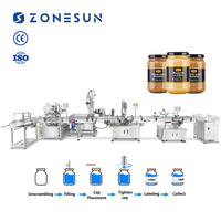 Ligne de production automatique ZONESUN ZS-FAL180P11 avec pompe à rotor servo pour le remplissage, le bouchage et l'étiquetage de pots et bouteilles de sauces et pâtes
