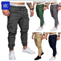 HIC sıcak tarzı erkek 10 renk kargo çok cep pantolon erkek dokuma rahat şort joggers yüksek kaliteli kalem pantolon
