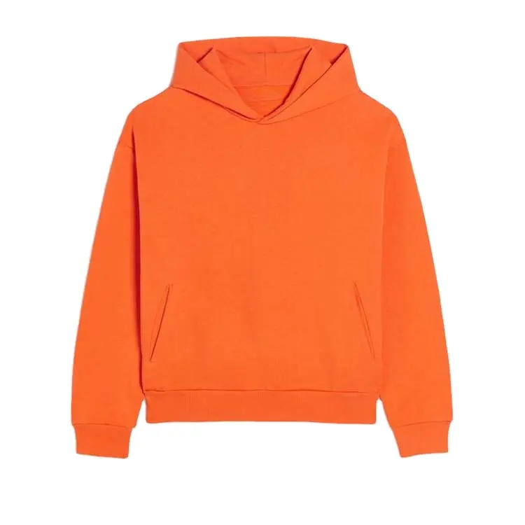 Orange Hoodie Custom 100% Cotton Men's Hoddies Sweatshirts Plain Oversized men's Hoodies